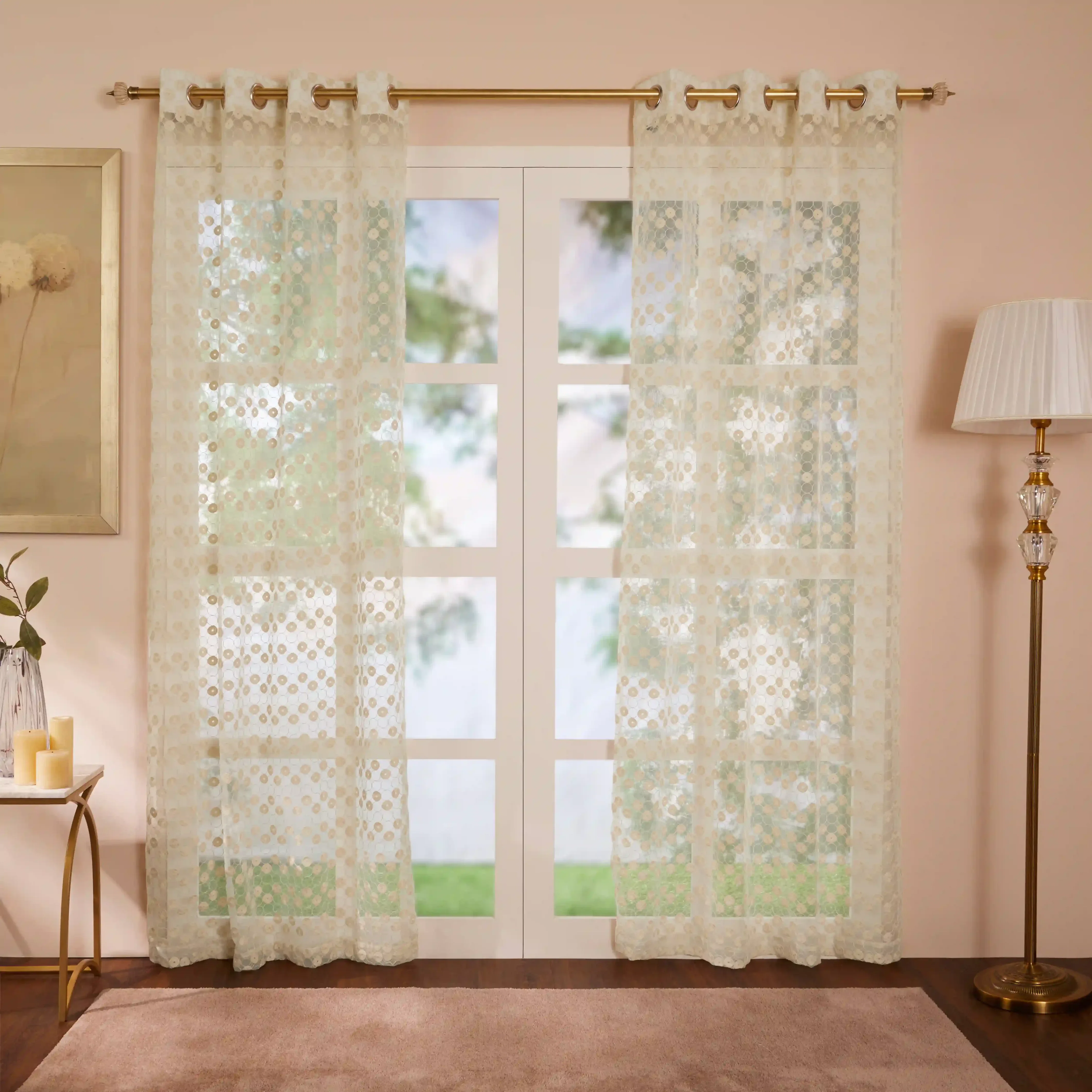 Velina Set Of 2 Embroidered Sheer Readymade Curtains | Beyond Circles - Image 21