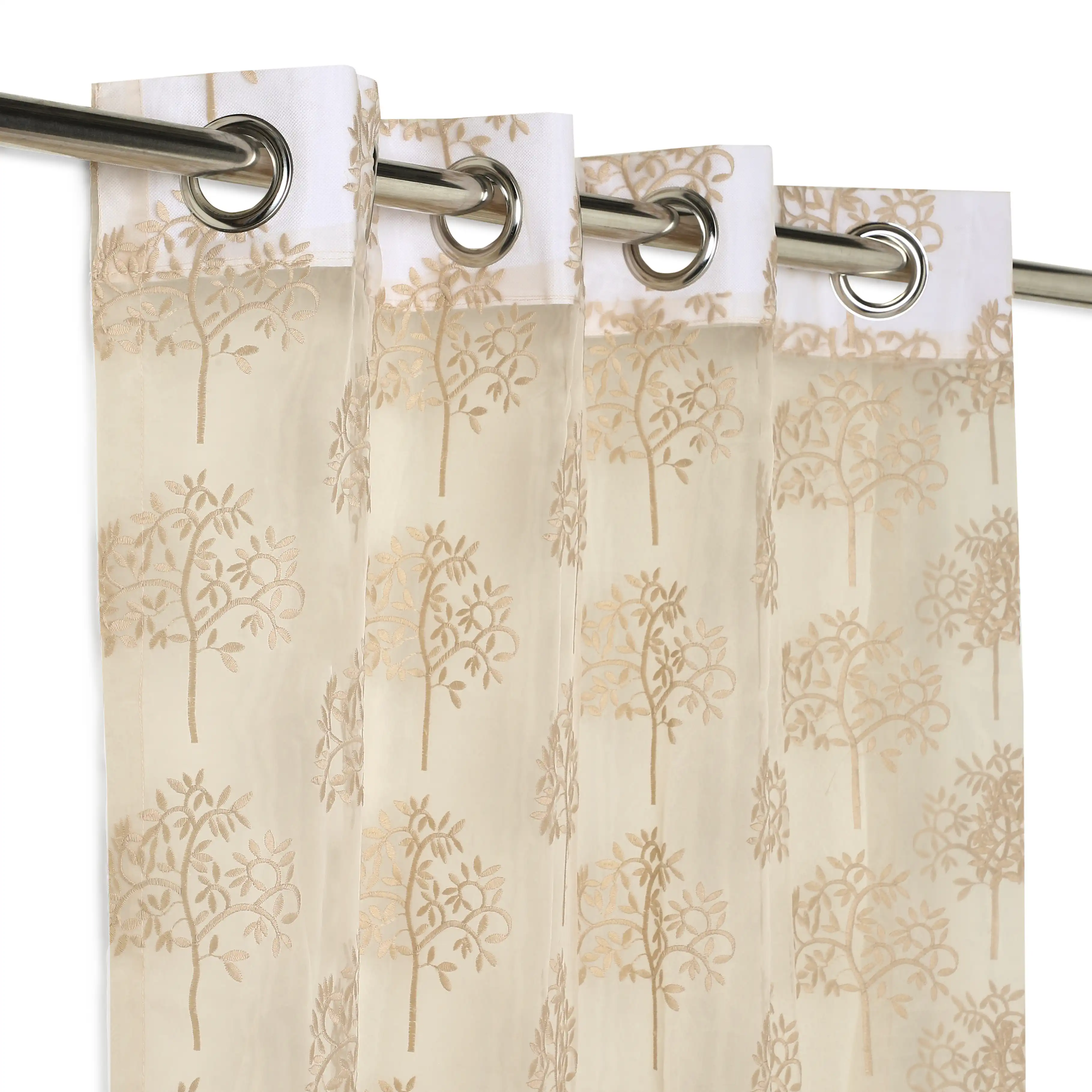 Velina Set Of 2 Embroidered Sheer Readymade Curtains | Botanical Trails - Image 10
