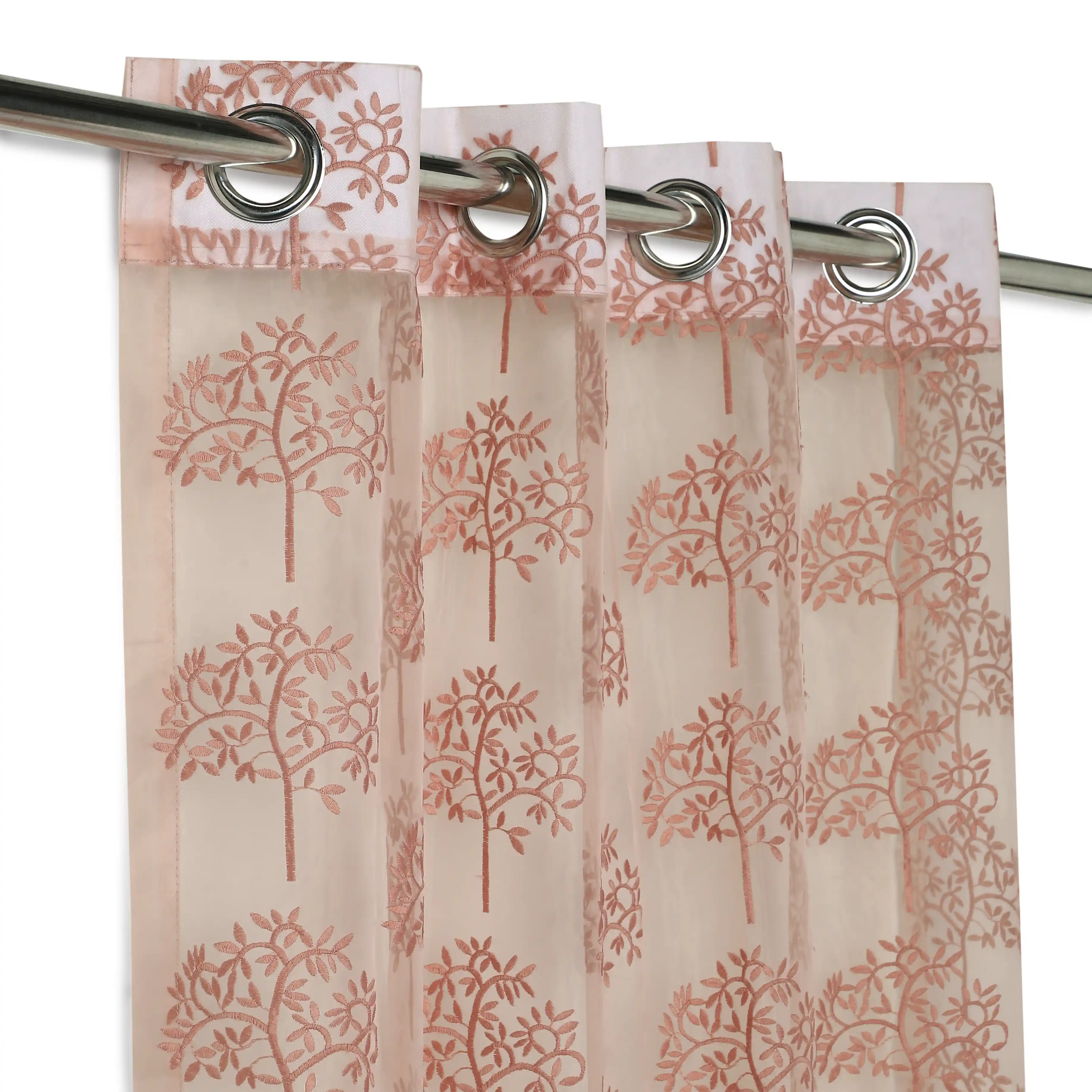 Velina Set Of 2 Embroidered Sheer Readymade Curtains | Botanical Trails - Image 18