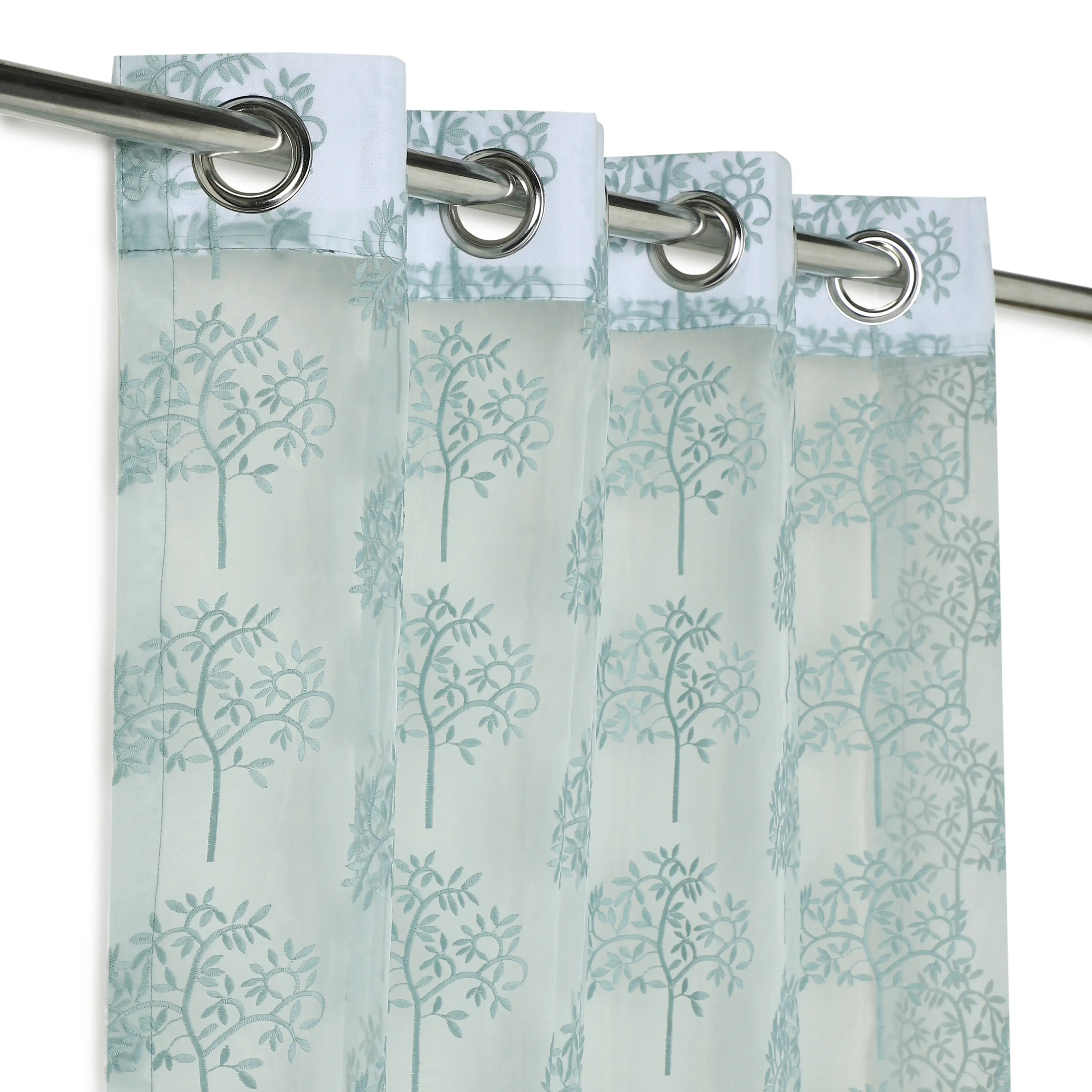 Velina Set Of 2 Embroidered Sheer Readymade Curtains | Botanical Trails - Image 22