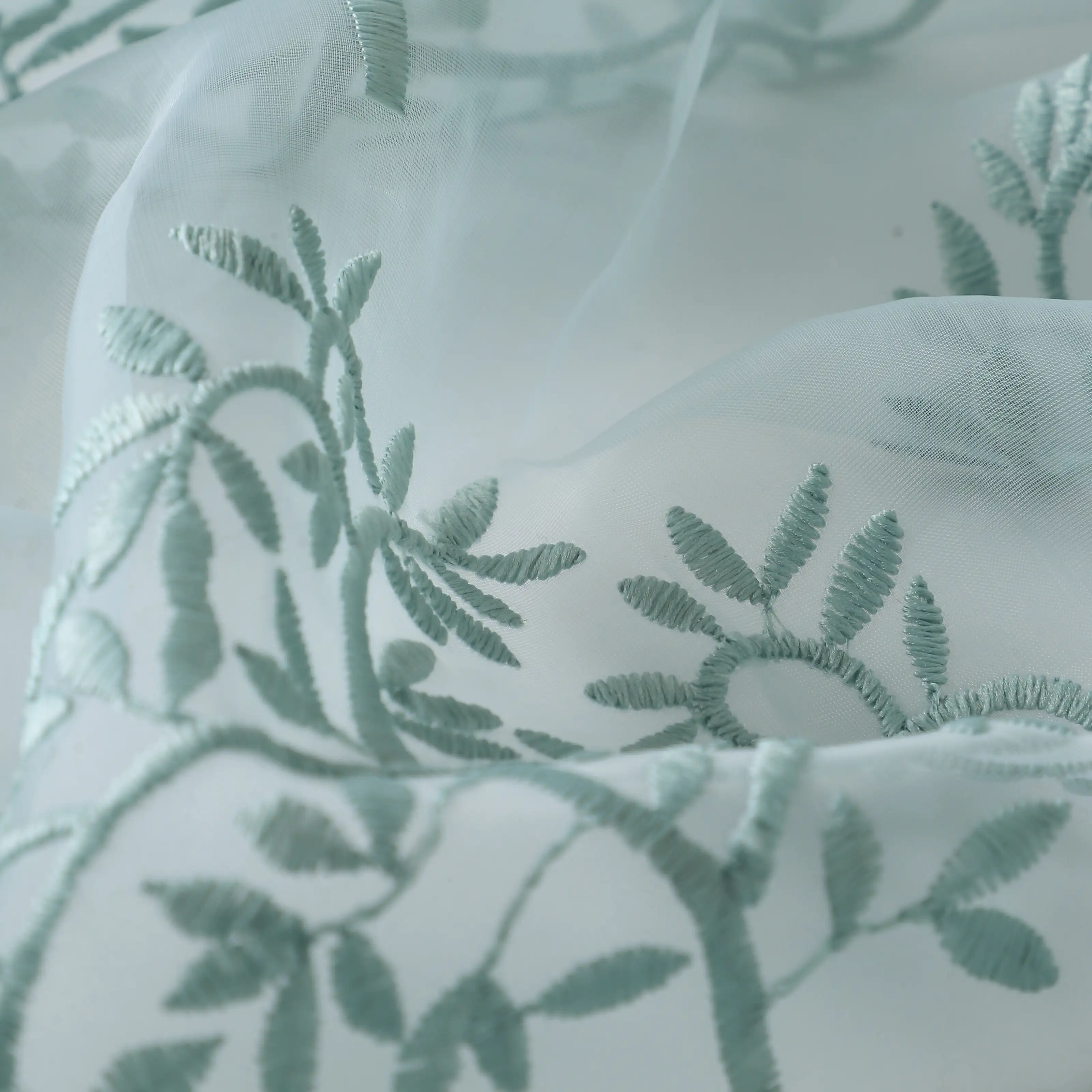Velina Set Of 2 Embroidered Sheer Readymade Curtains | Botanical Trails - Image 23
