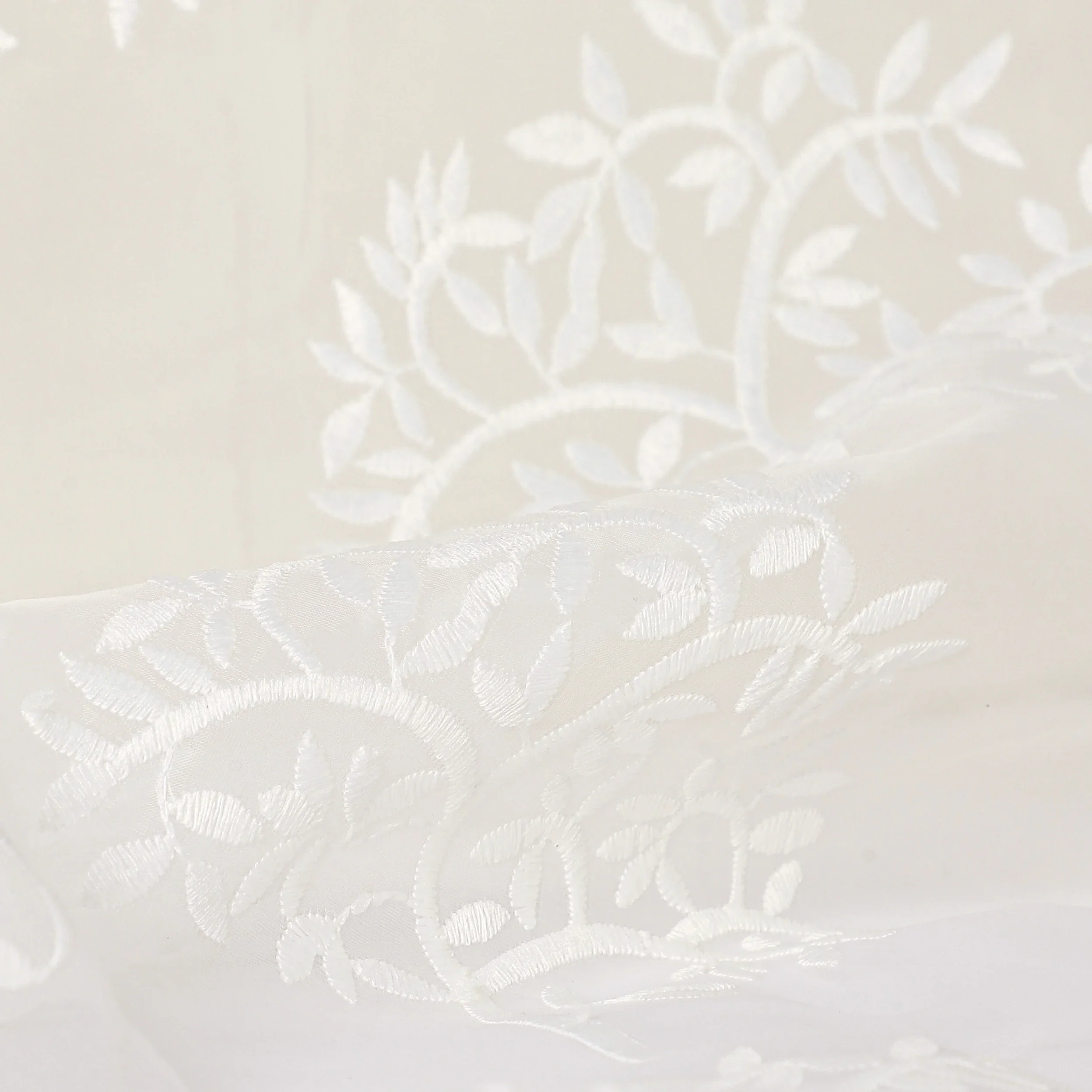 Velina Set Of 2 Embroidered Sheer Readymade Curtains | Botanical Trails - Image 3