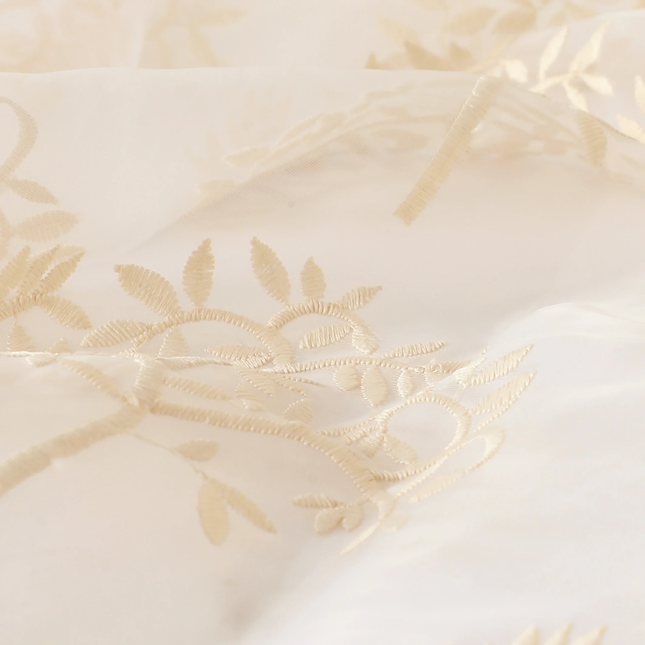 Velina Set Of 2 Embroidered Sheer Readymade Curtains | Botanical Trails - Image 7