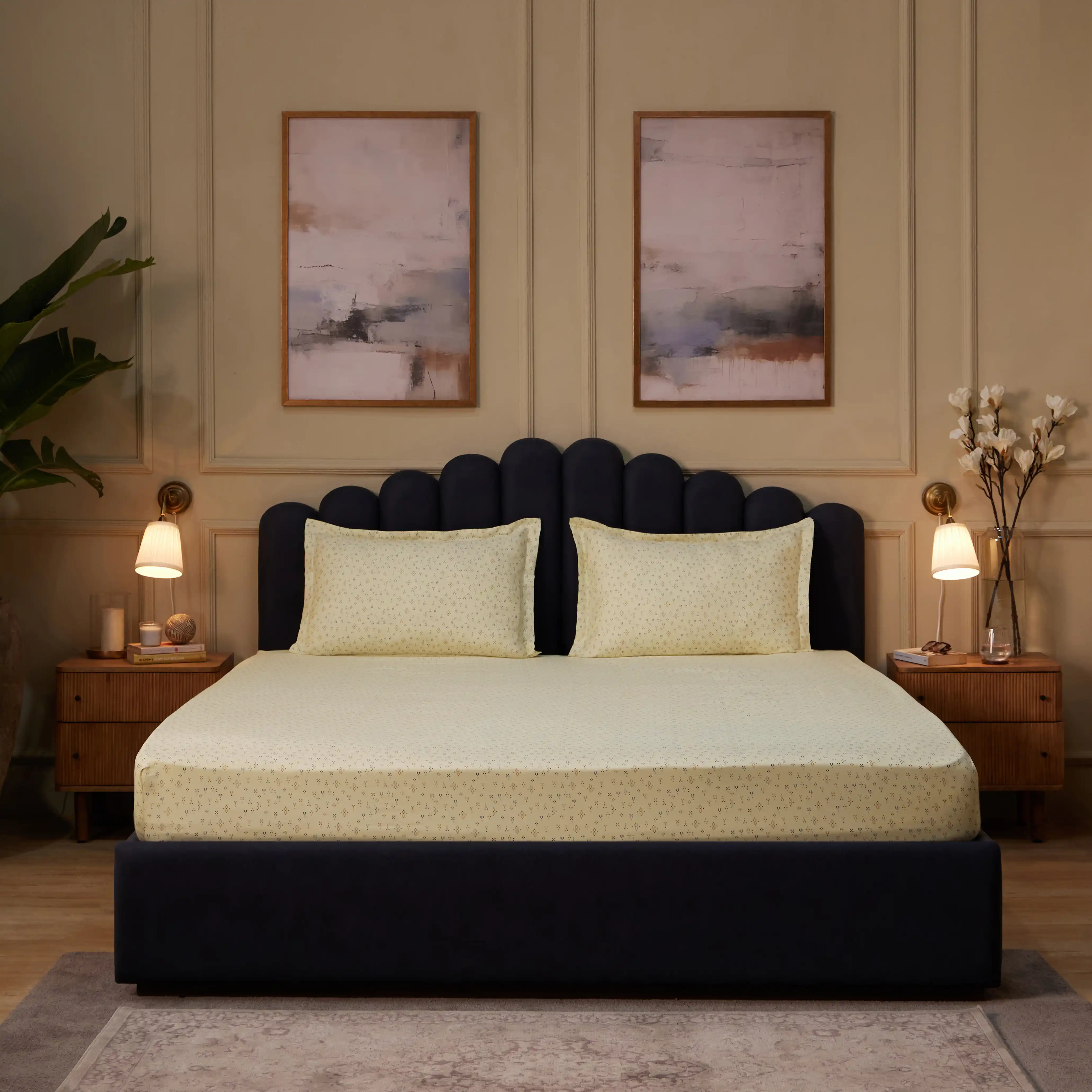 Yutori | 250TC Modern Micro Printed Cotton Bedsheet Set | Pillow Cover with Merrow Hem Treatment - Image 12