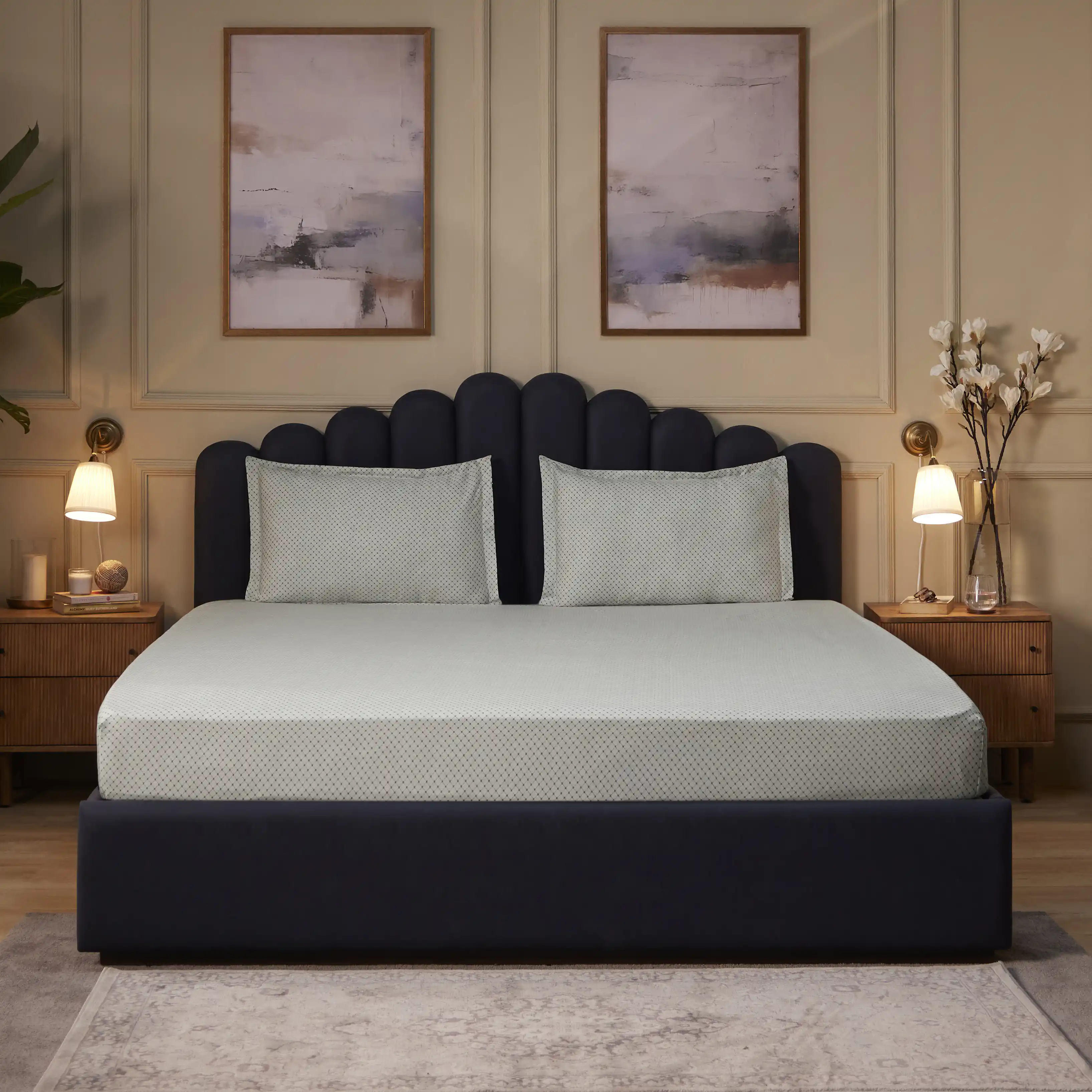 Yutori | 250TC Modern Micro Printed Cotton Bedsheet Set | Pillow Cover with Merrow Hem Treatment - Image 17
