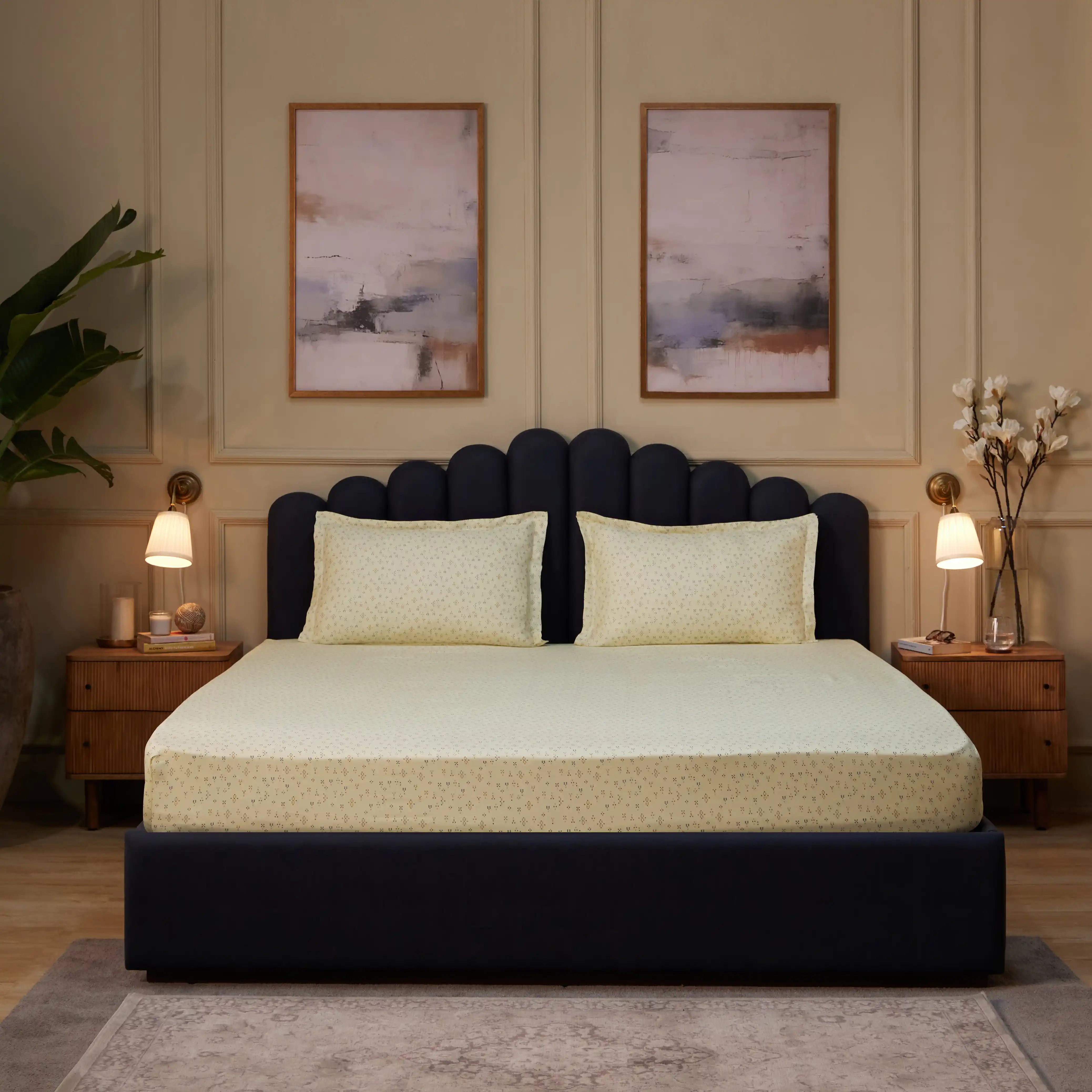 Yutori | 250 TC Modern Micro Printed Cotton Fitted Sheet Set | Pillow Cover with Merrow Hem Treatment - Image 16