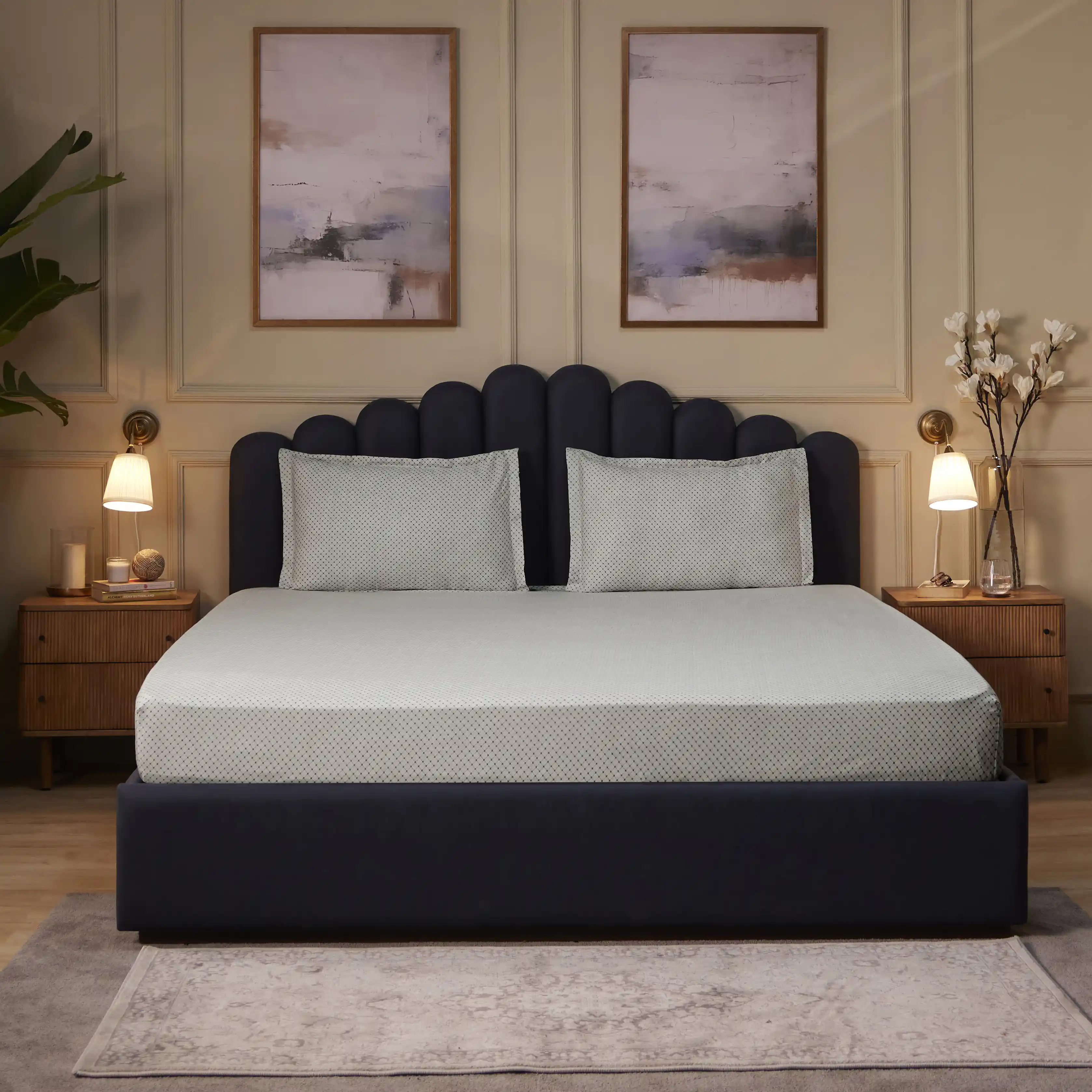 Yutori | 250 TC Modern Micro Printed Cotton Fitted Sheet Set | Pillow Cover with Merrow Hem Treatment - Image 23