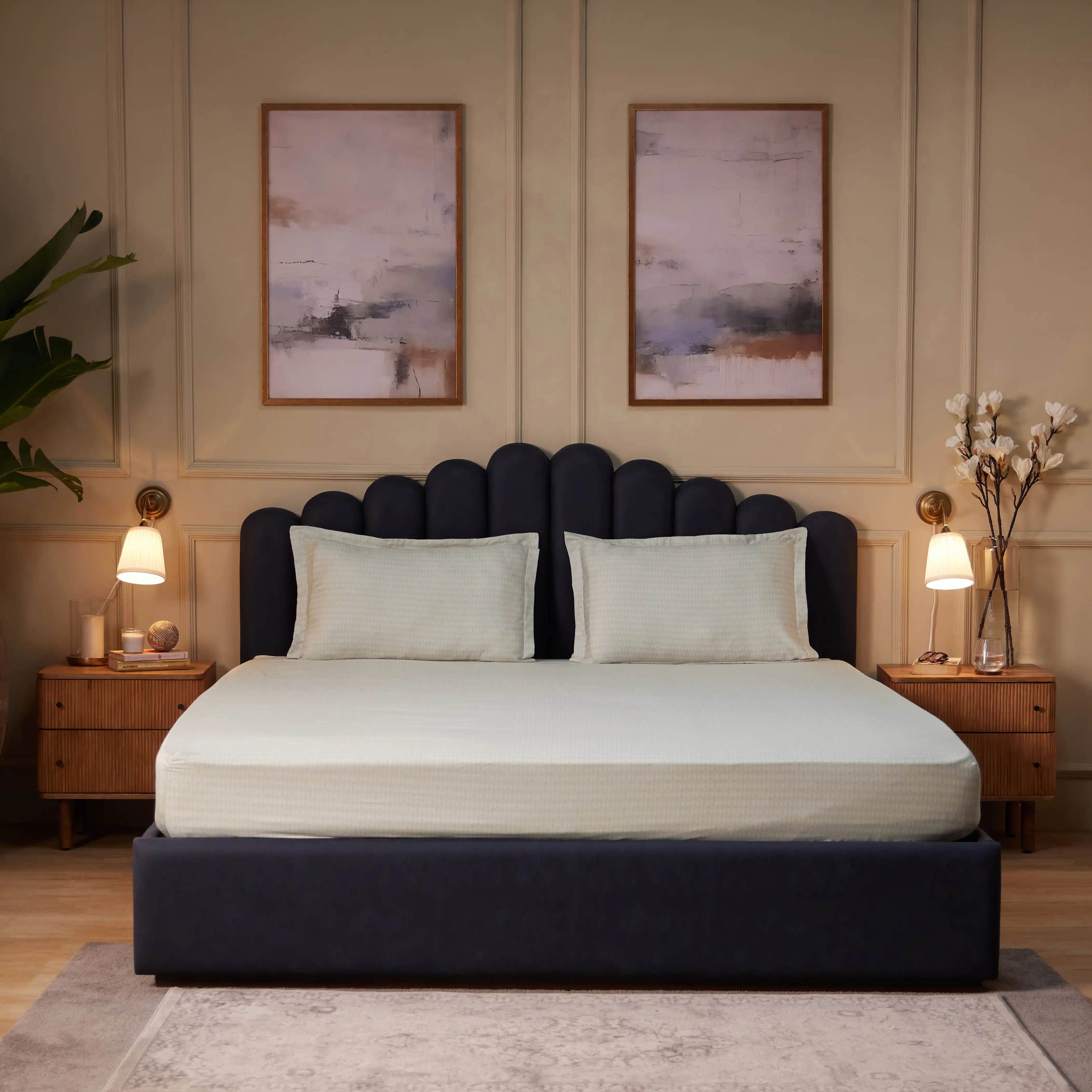 Yutori | 250 TC Modern Micro Printed Cotton Fitted Sheet Set | Pillow Cover with Merrow Hem Treatment - Image 30